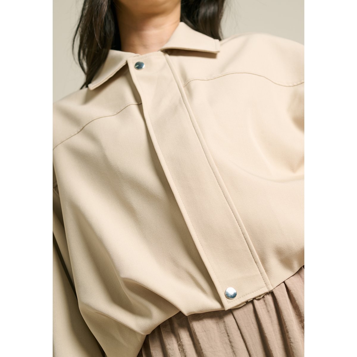 Blouson fluide zippé lt beige, LOLALIZA