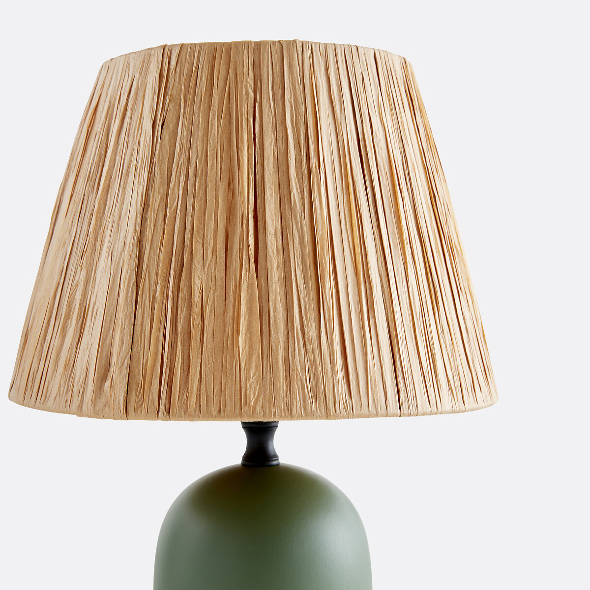 Lampe à poser céramique et raphia, Doblio naturel/vert de gris, LA REDOUTE INTERIEURS