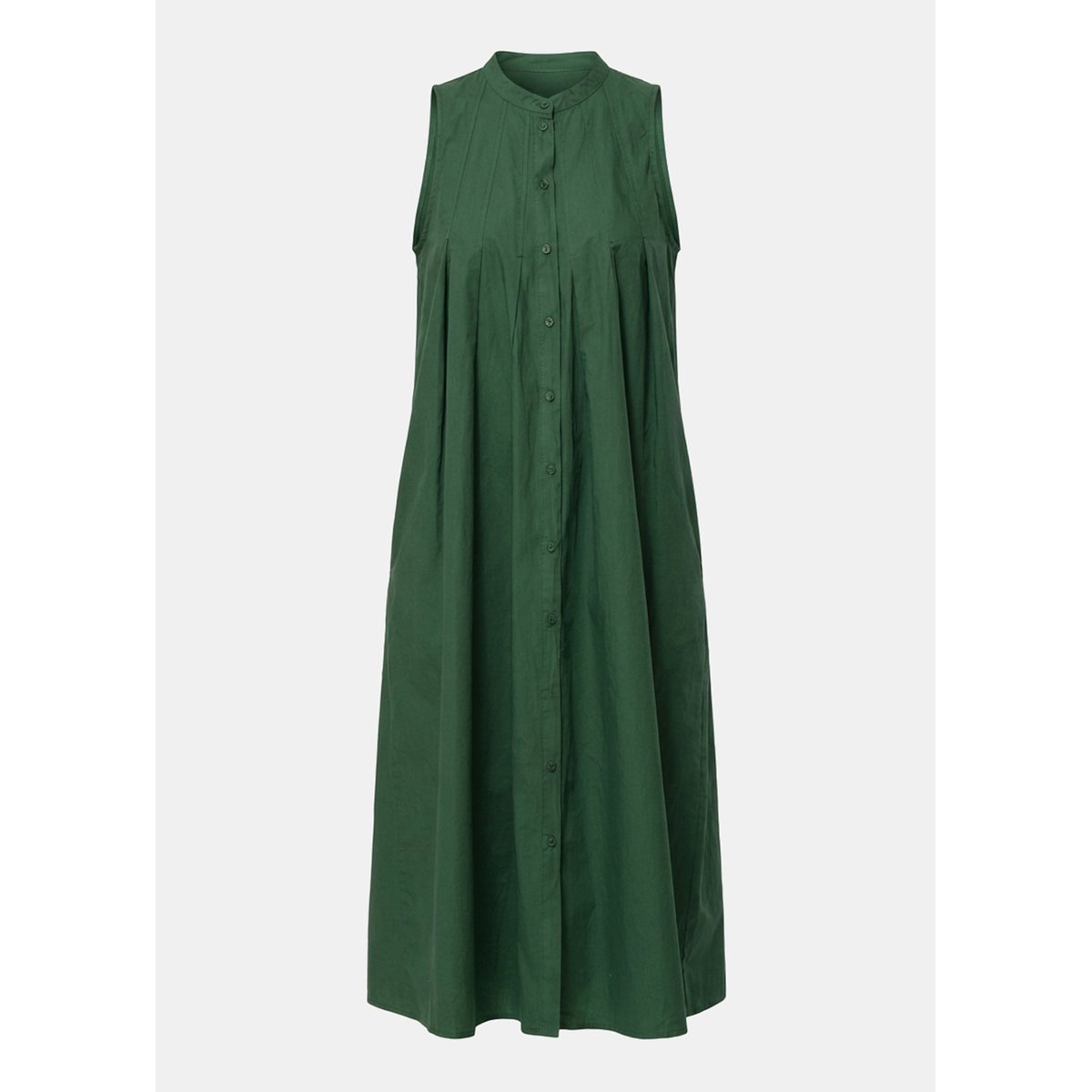 Robe chemise en popeline de coton vert mousse, HUMILITY