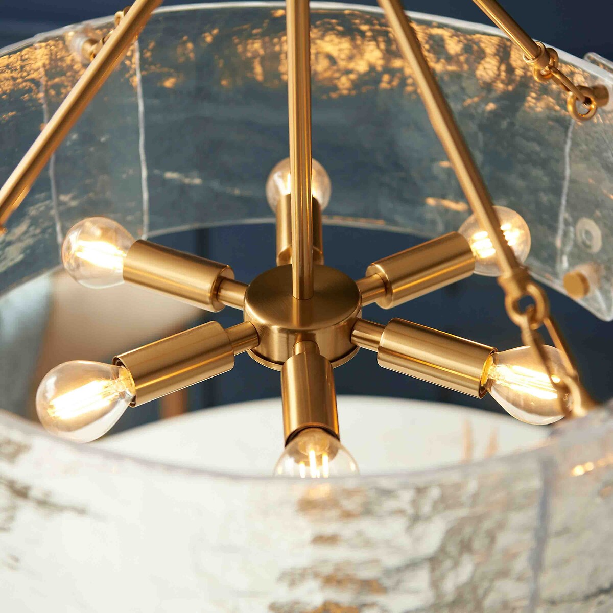 Kobe 6-Light Hammered Glass Pendant Light brass, ÉDITÉ