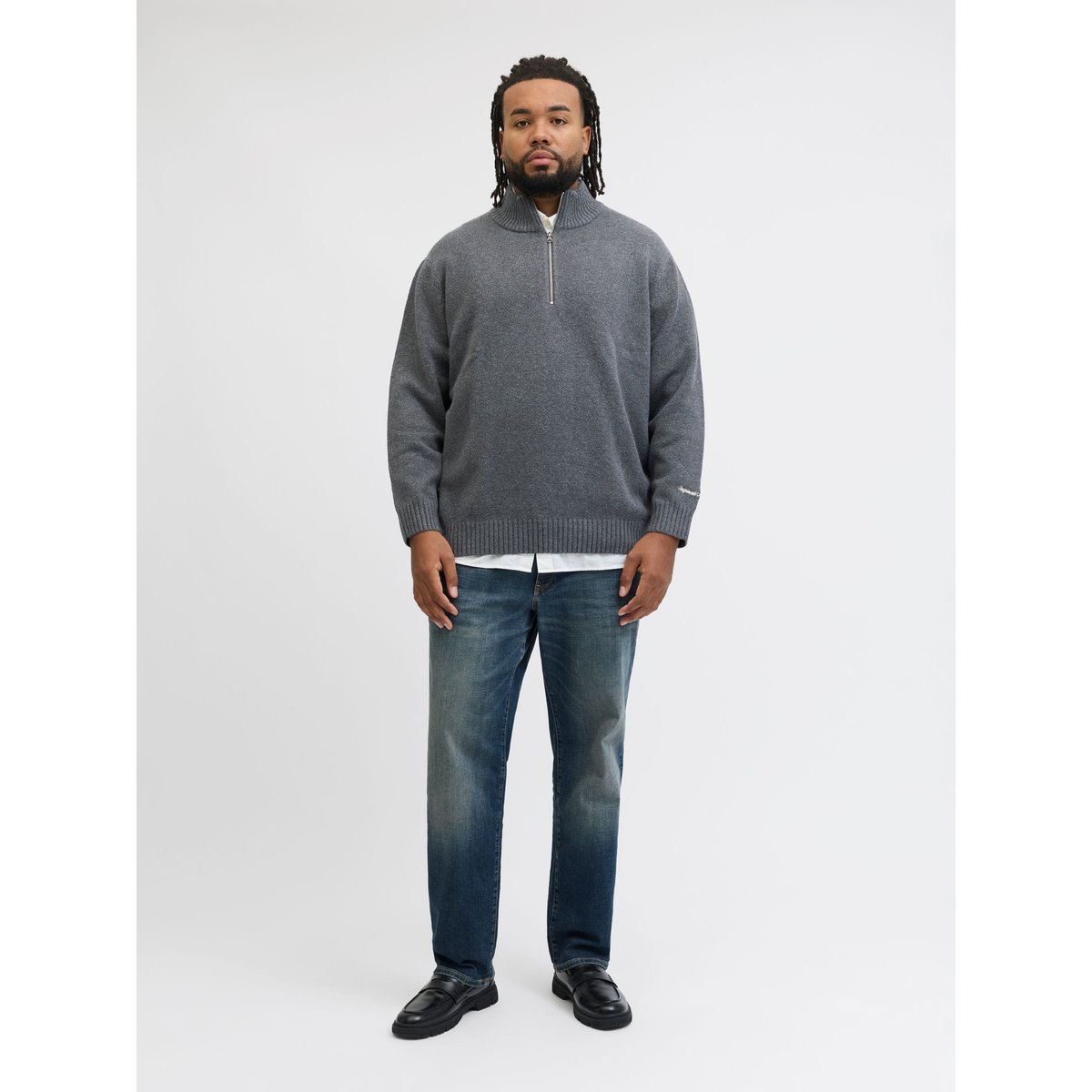 Sweat À Mi-Fermeture Éclair dark grey melange 1, JACK & JONES