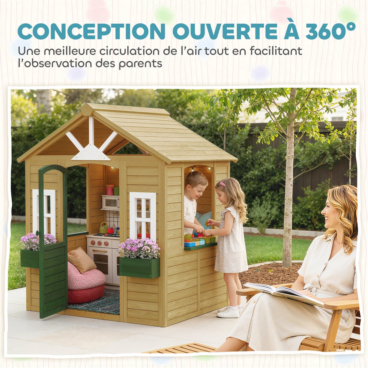 Maisonnette pour enfants Bois de sapin Marron marron, AIYAPLAY