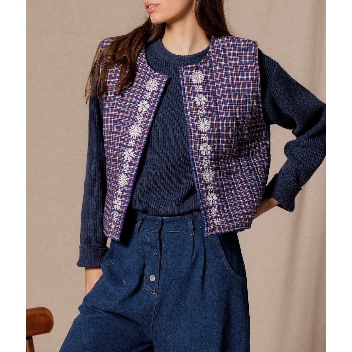 Gilet sans manches réversible, SAKARA bleu, APACHES COLLECTIONS