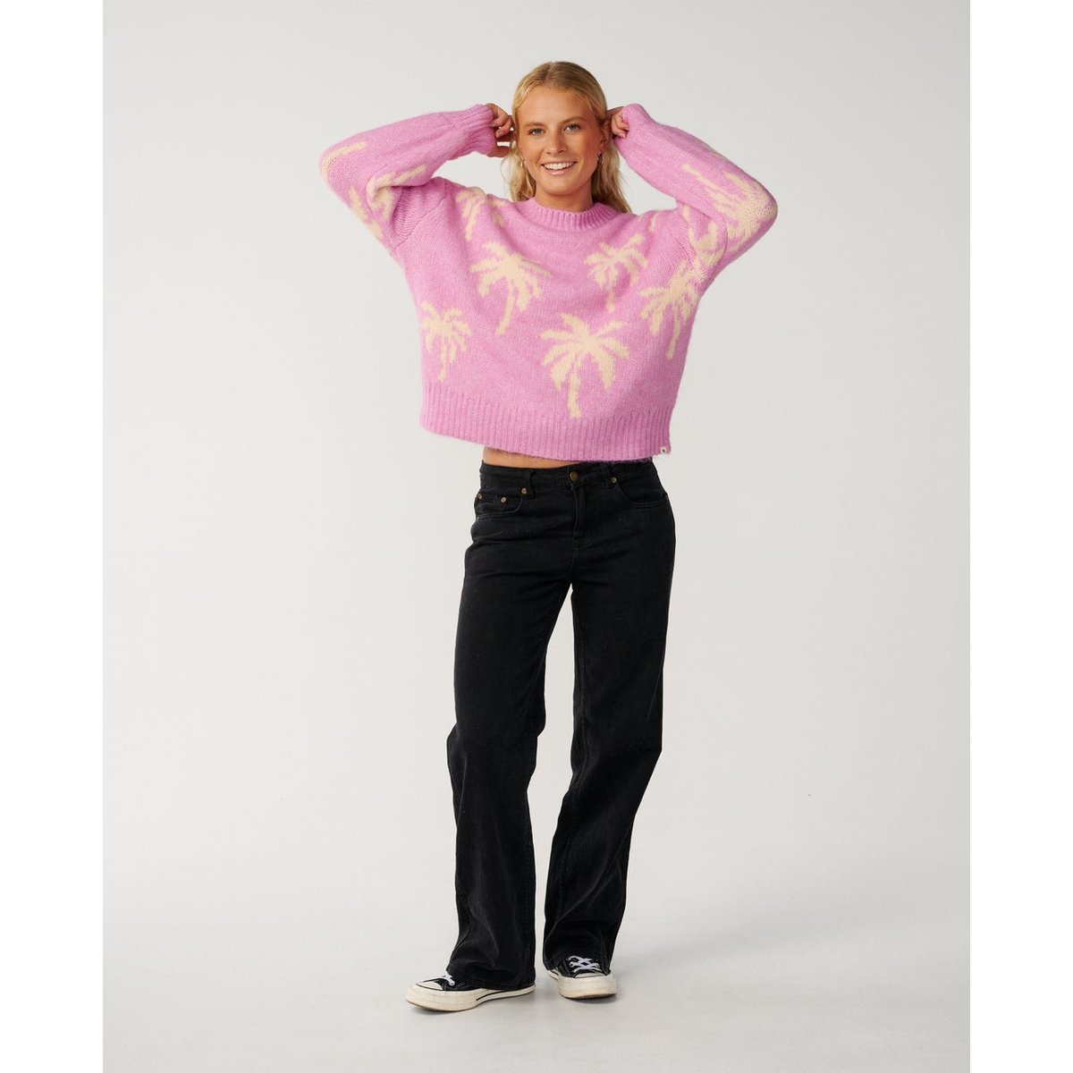 Pull col rond RETRO SWELLPALM Jacquard lilac, RIP CURL