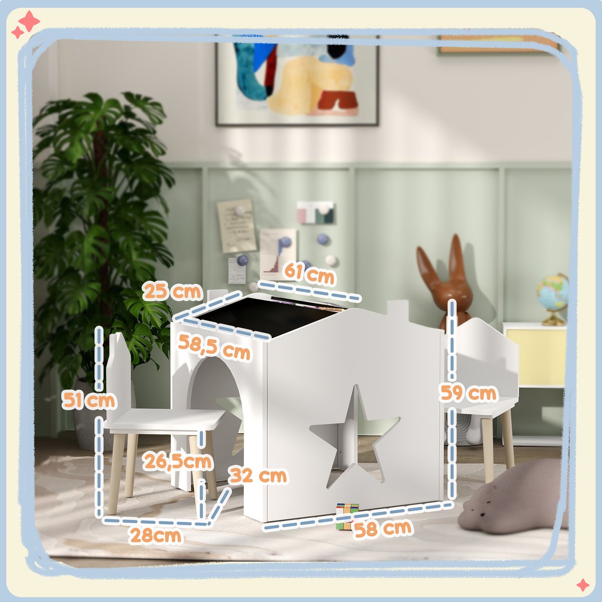 Ensemble table et chaises pour enfants MDF blanc, AIYAPLAY