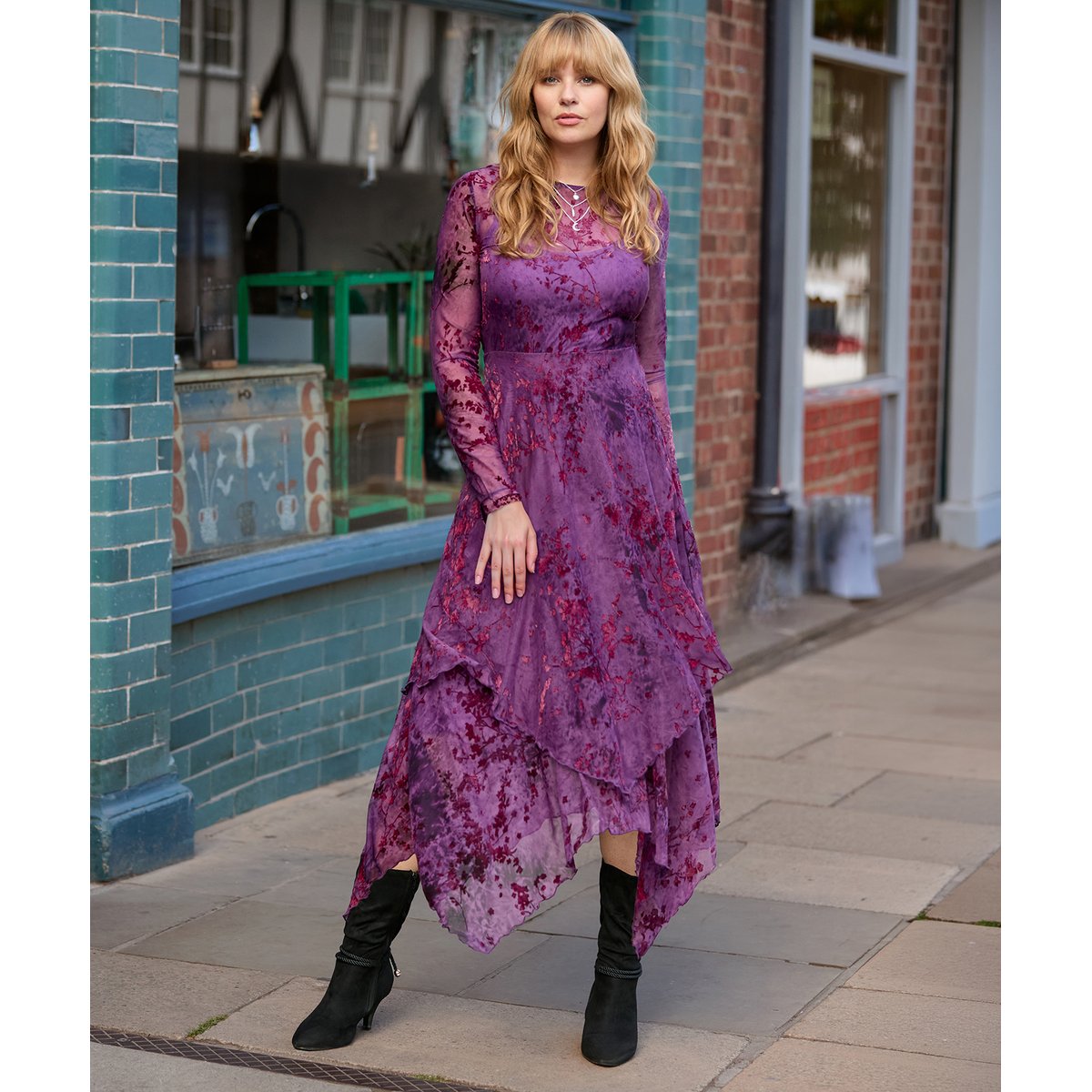 Fabuleuse Robe Longue Floquée violet, JOE BROWNS