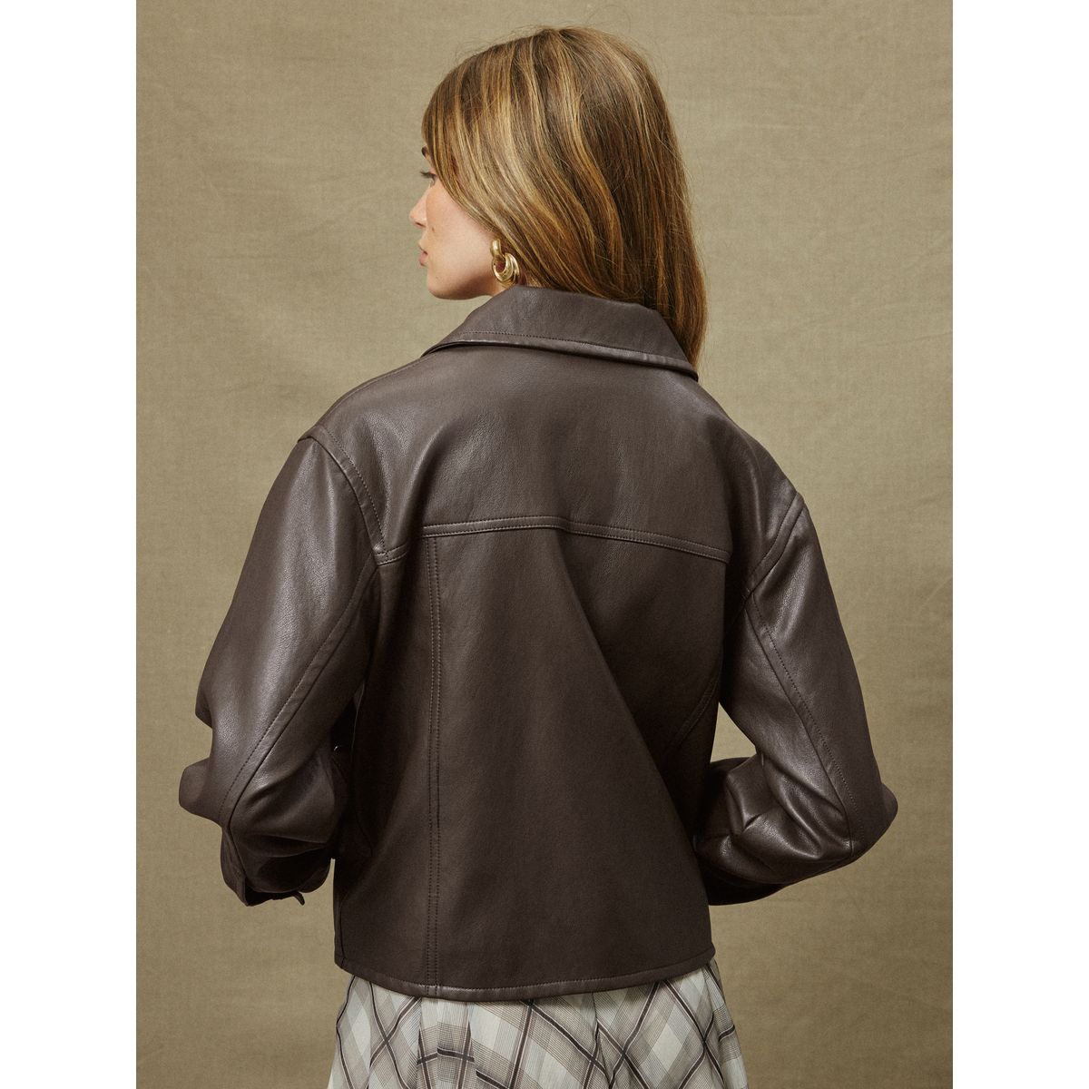 Veste en cuir synthétique vert olive, NEXT