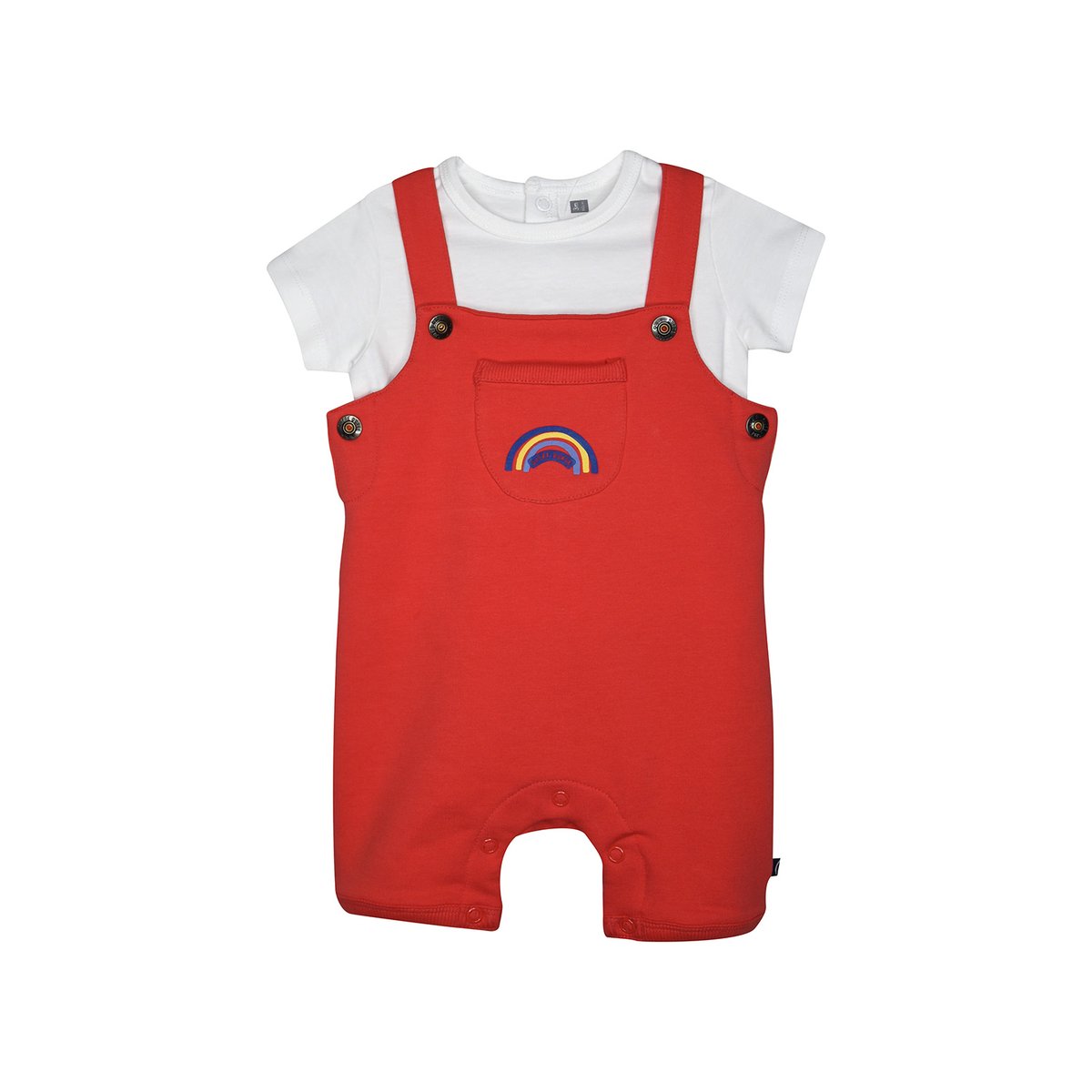 Tshirt salopette leonard maille court bebe rouge, SUCRE D'ORGE