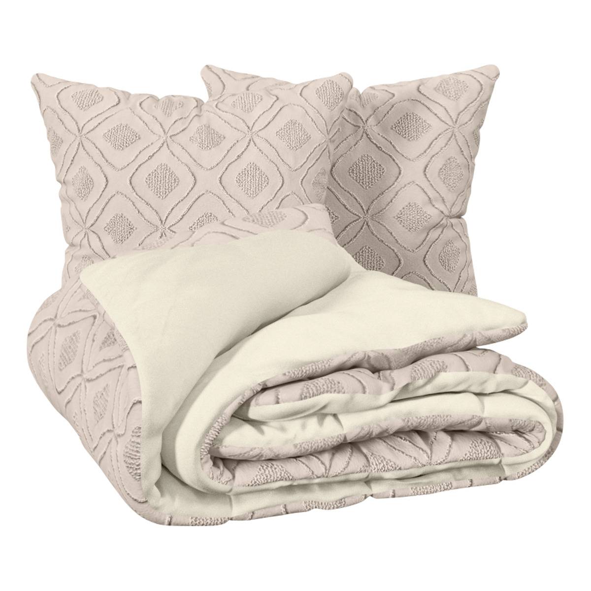 Parure de lit double AMY beige lin, ATMOSPHERA