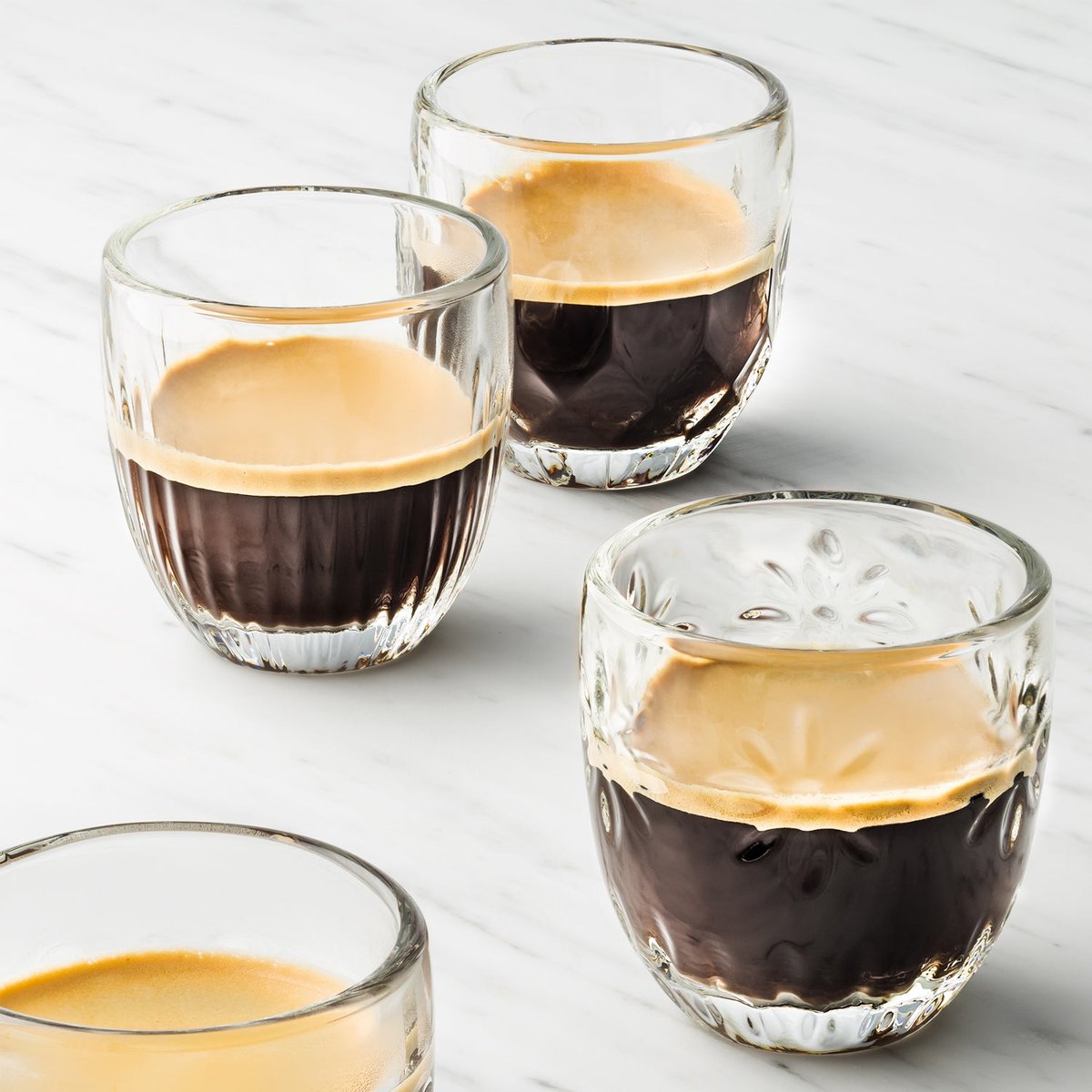 Coffret de 4 tasses expresso 4 motifs assortis, TROQUET transparent, LA ROCHERE