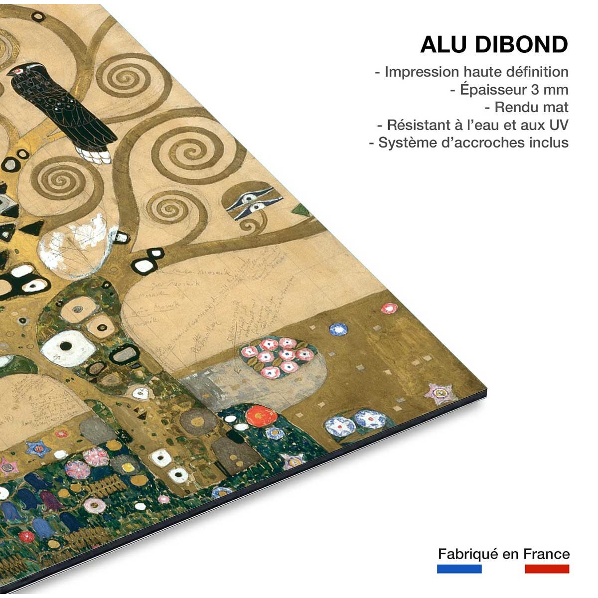 Tableau célèbre L'arbre de vie par Gustav Klimt tableau alu dibond, HEXOA