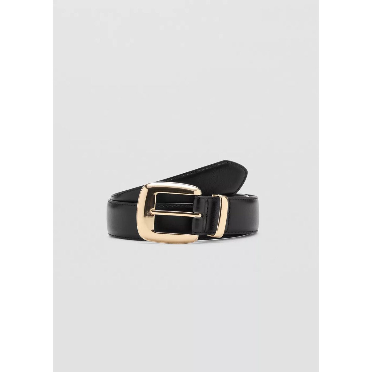 Ceinture boucle carrée noir, MANGO