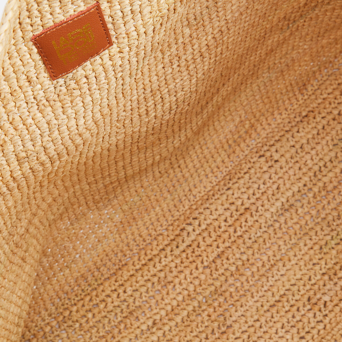 Sac cabas en raphia et anses en cuir naturel, LA REDOUTE COLLECTIONS
