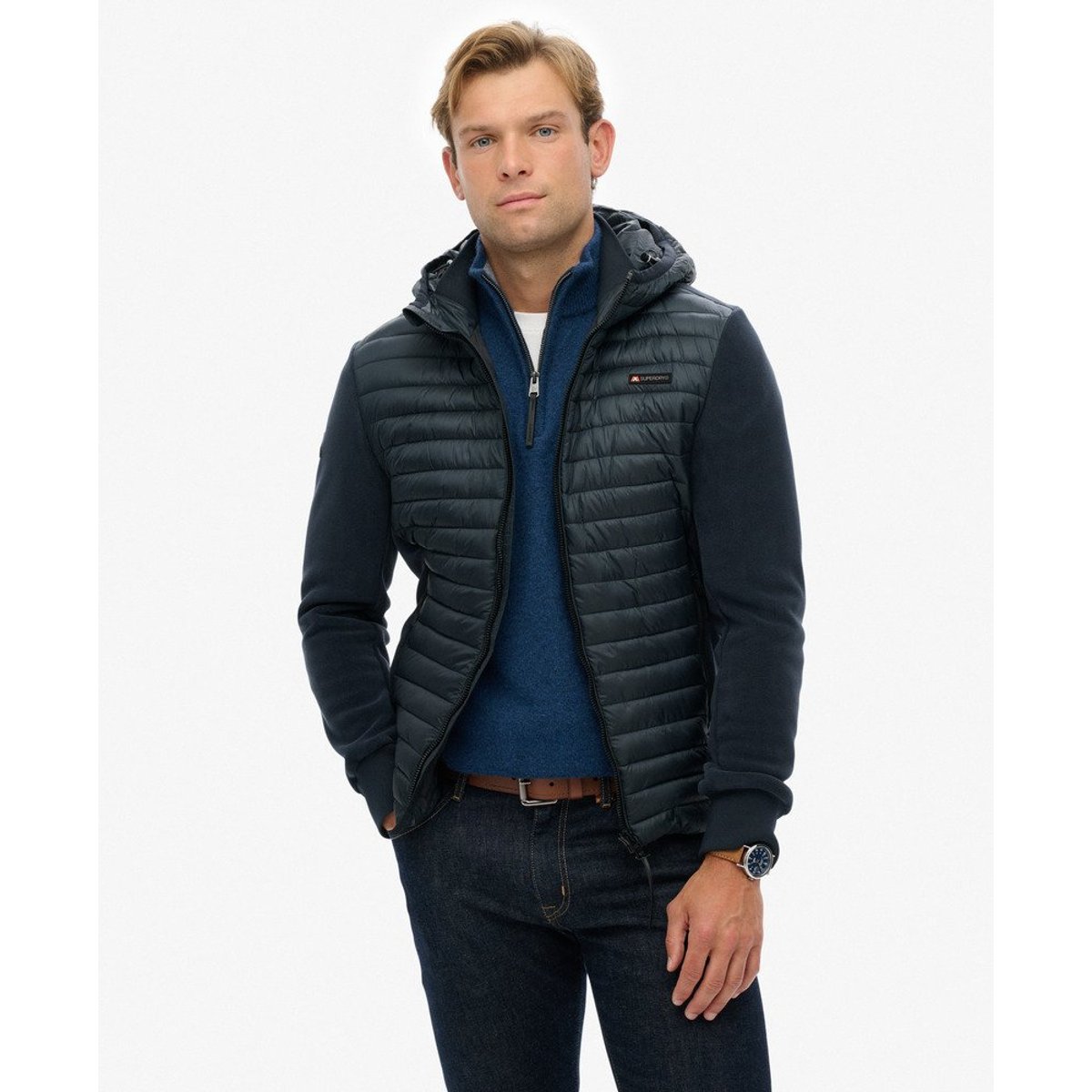 Veste à capuche en polaire Storm Hybrid bleu marine éclipse, SUPERDRY