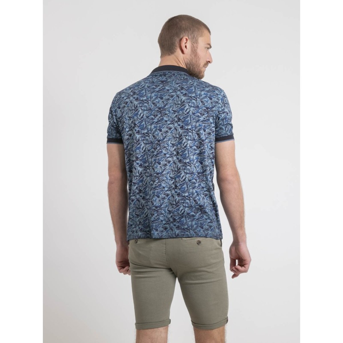 Polo Manches Courtes Pur Coton Motifs Pepitong bleu marine, RITCHIE