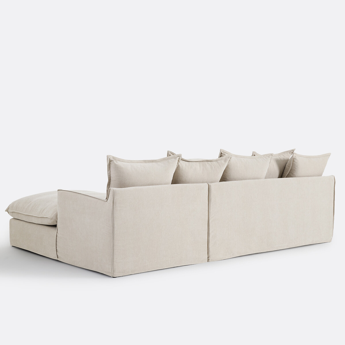 Canapé d'angle droit, déhoussable, 4 places, en polyester chiné, ODNA beige, LA REDOUTE INTERIEURS