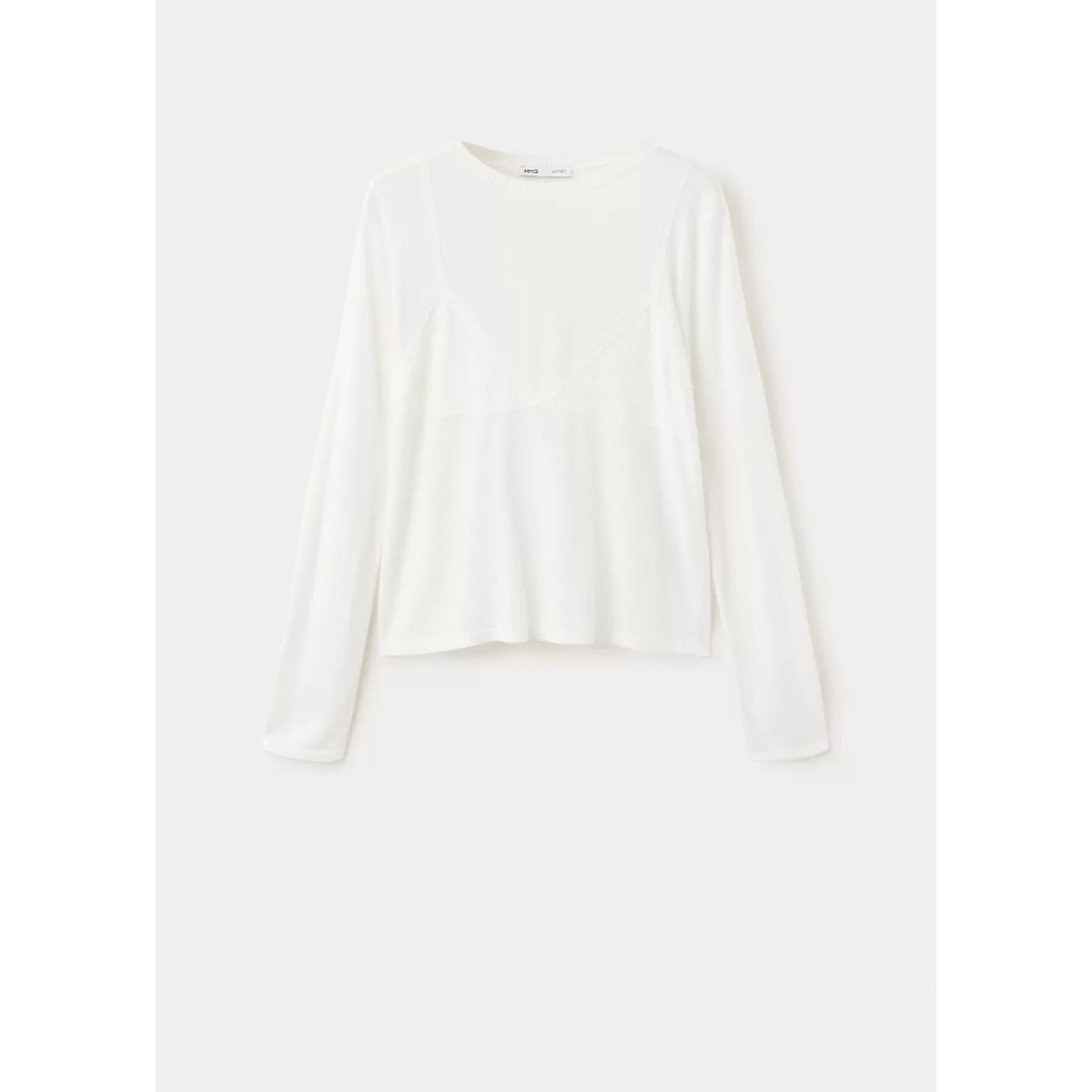 Pull avec bralette en dentelle blanc, MANGO