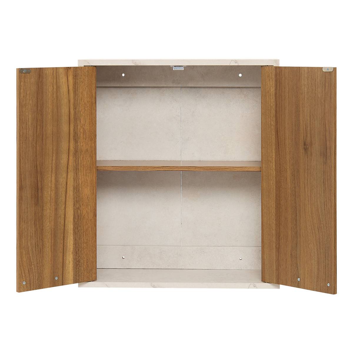 Meuble haut suspendu 2 portes effet marbre COME marron, 5FIVE SIMPLY SMART