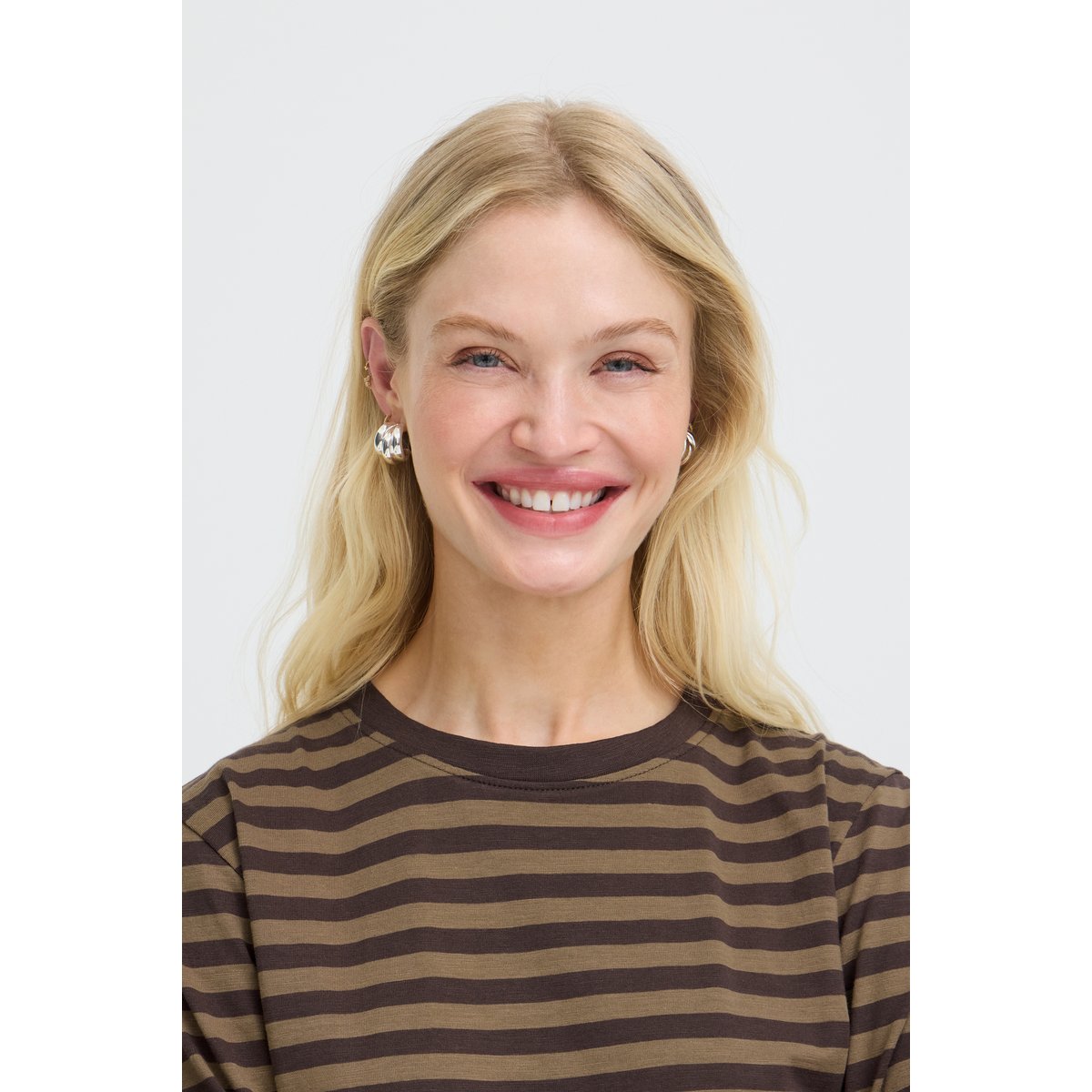 Á manches longues marron mid brown & dark brown stripe, B.YOUNG