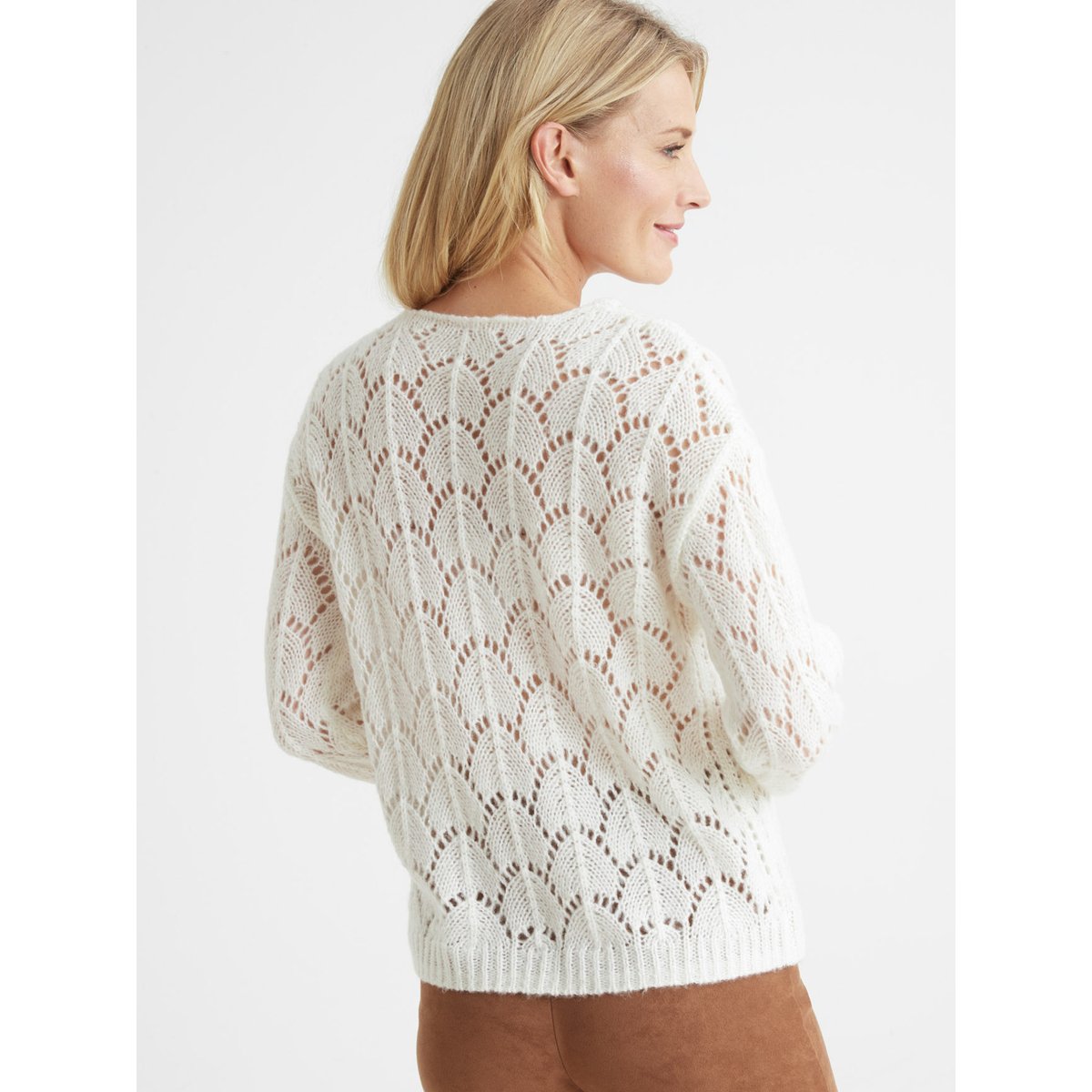 Pull fantaisie avec mohair et laine ecru, DAXON