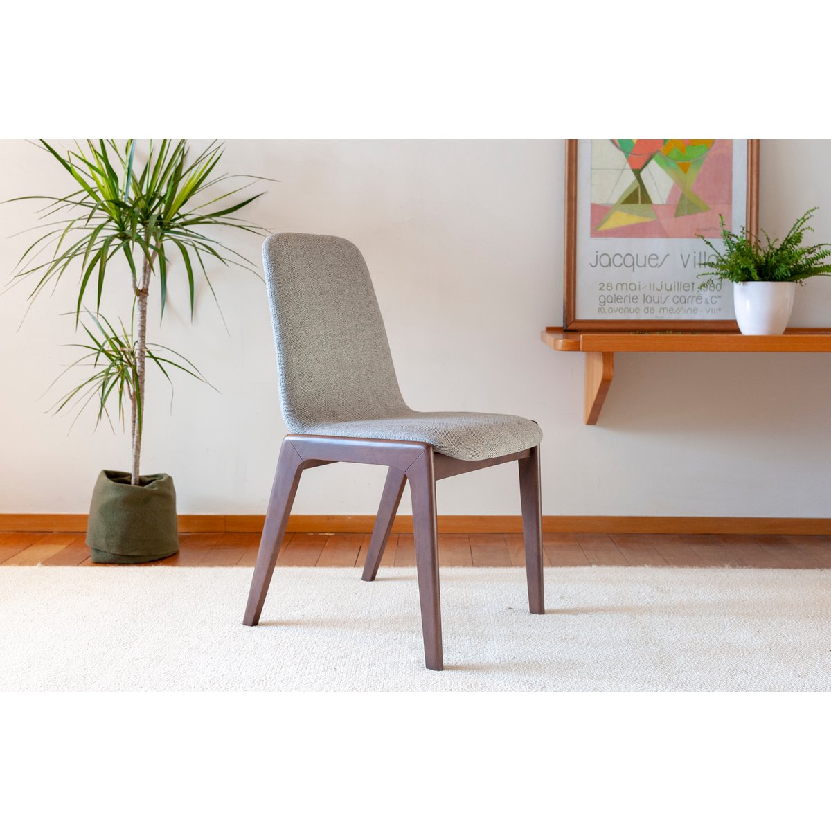 Chaise en tissu ESTELLA bois foncé, PRODUIT INTERIEUR BRUT