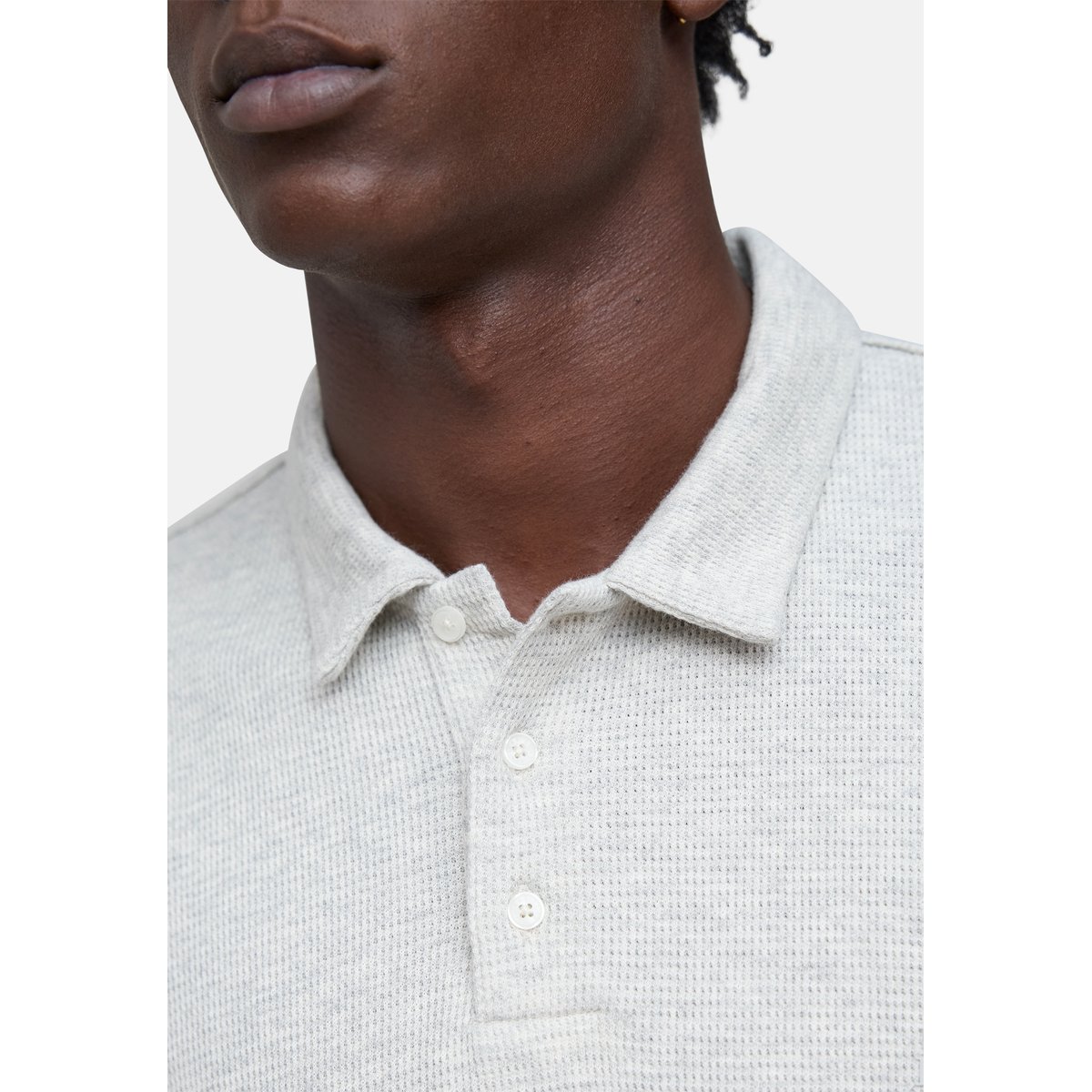 Polo coton bio maille nid d'abeille gris clair, IKKS