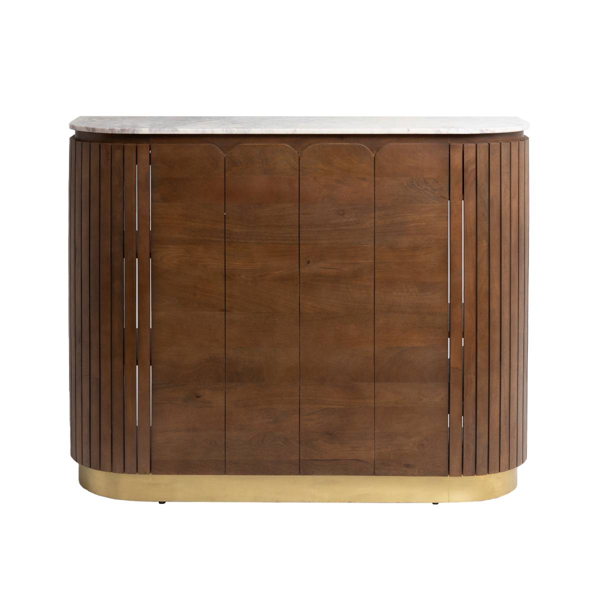 Bar en bois de manguier et marbre blanc SIENNE bois foncé, MADE IN MEUBLES