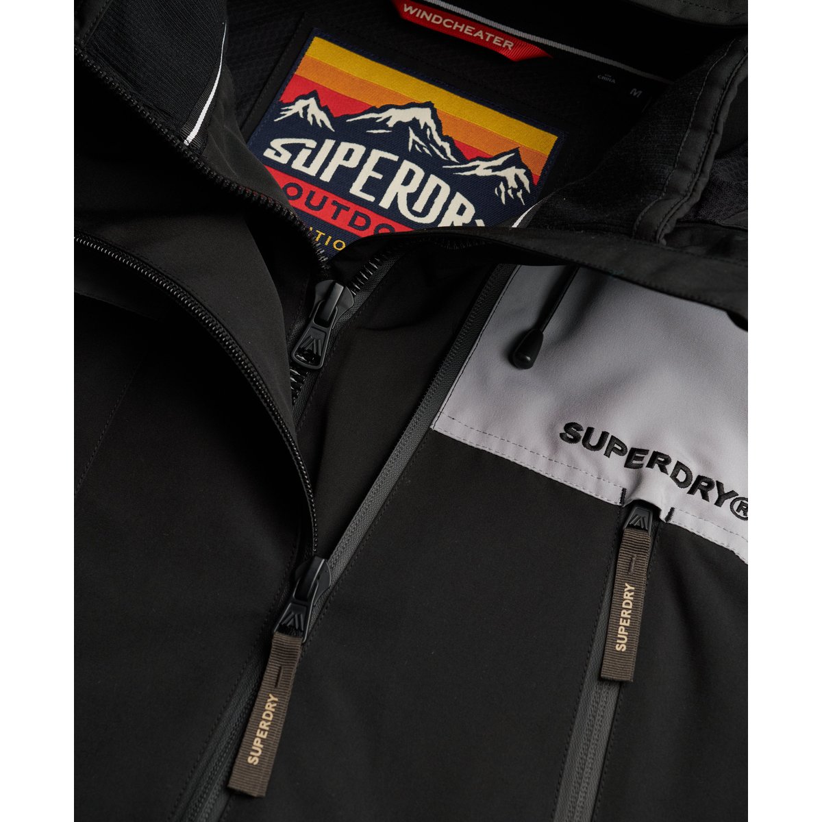 Veste Coupe-vent à Capuche Color Block noir, SUPERDRY