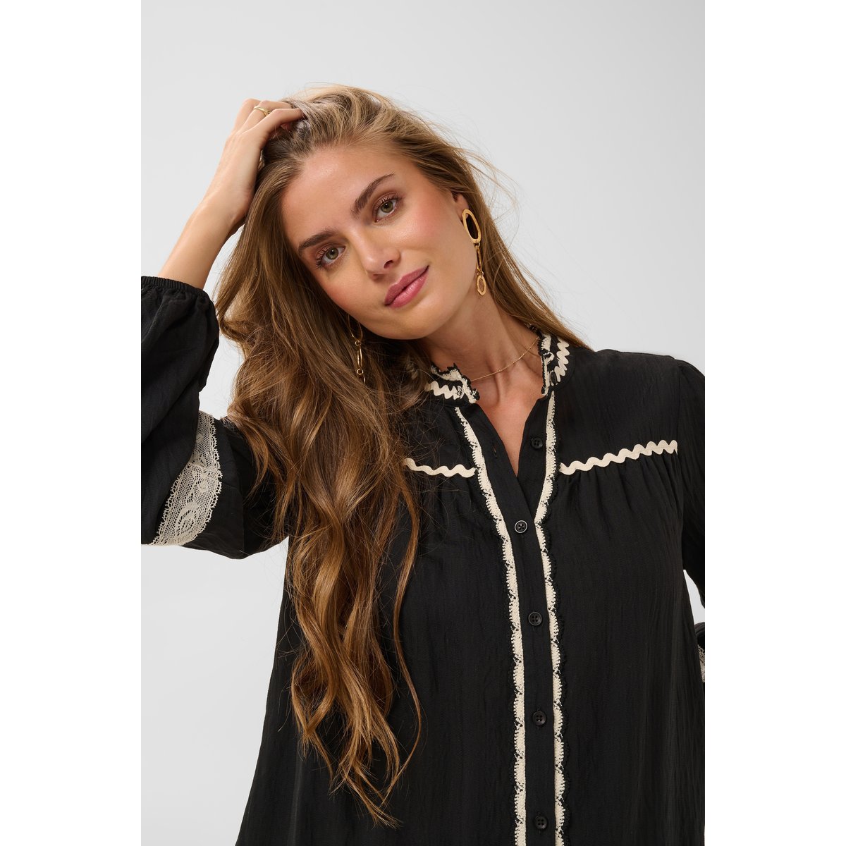 Blouse à manches longues noir pitch black, CREAM
