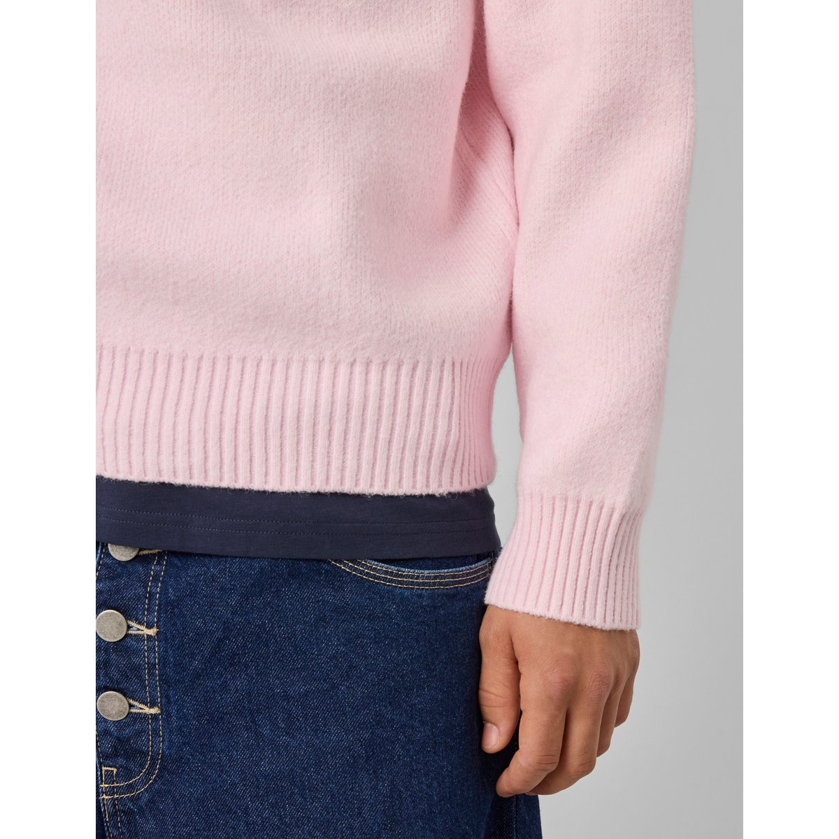 Pull jacquard dos rose pâle, BZB