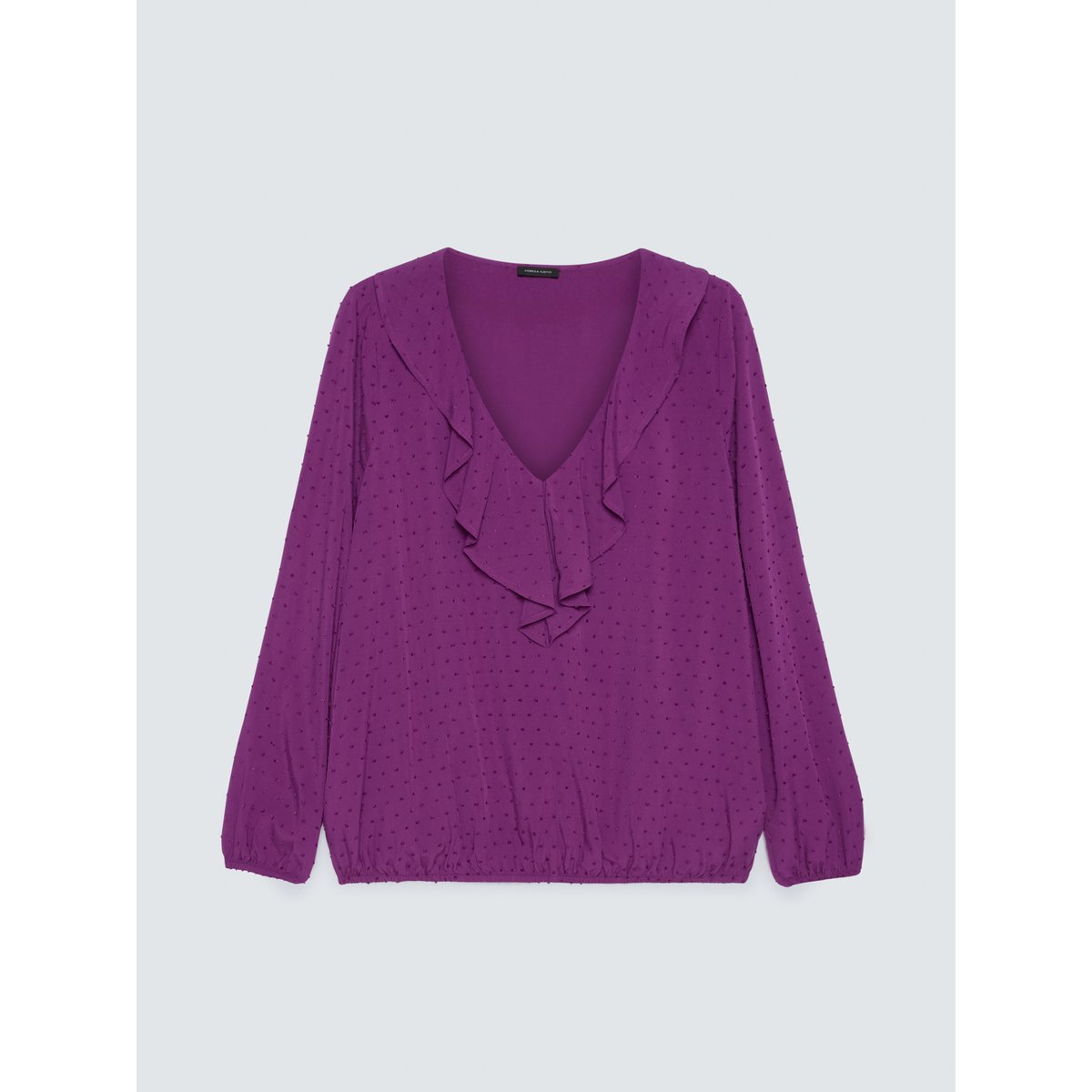 Blouse à pois avec volant violet, FIORELLA RUBINO