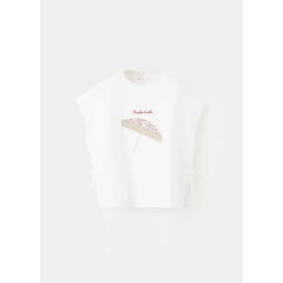 Top imprimé avec détail nœud blanc cassé, MANGO KIDS