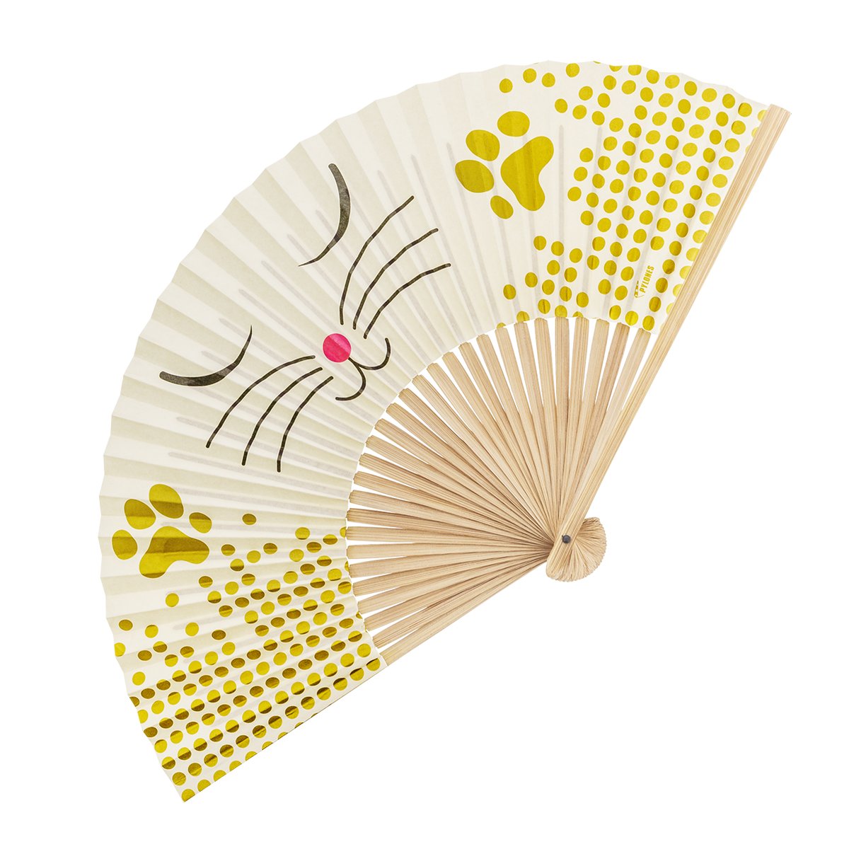 Eventail en papier et bambou LHO white cat, PYLONES