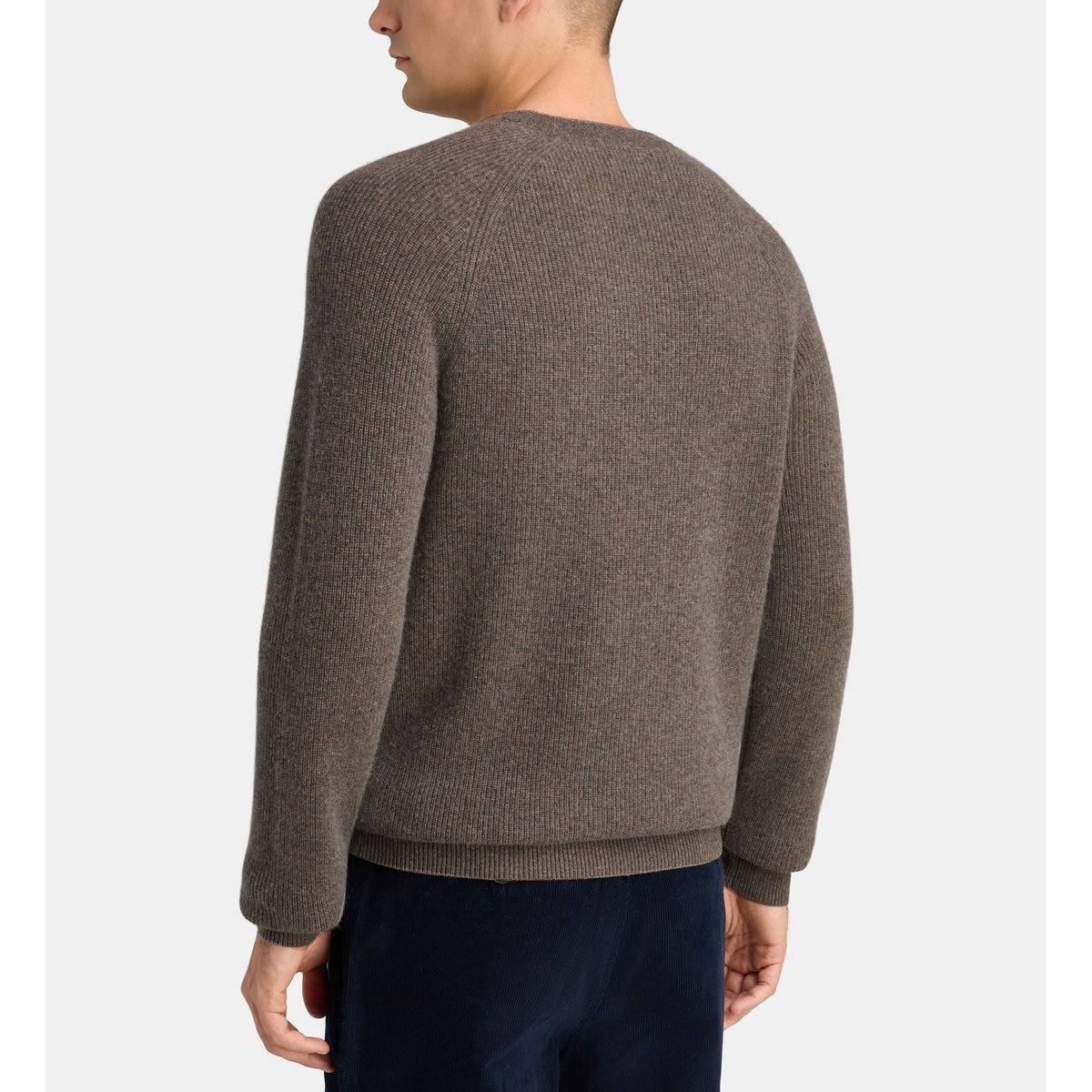 Pull droit nachrib côtes cachemire marron moyen, GALERIES LAFAYETTE