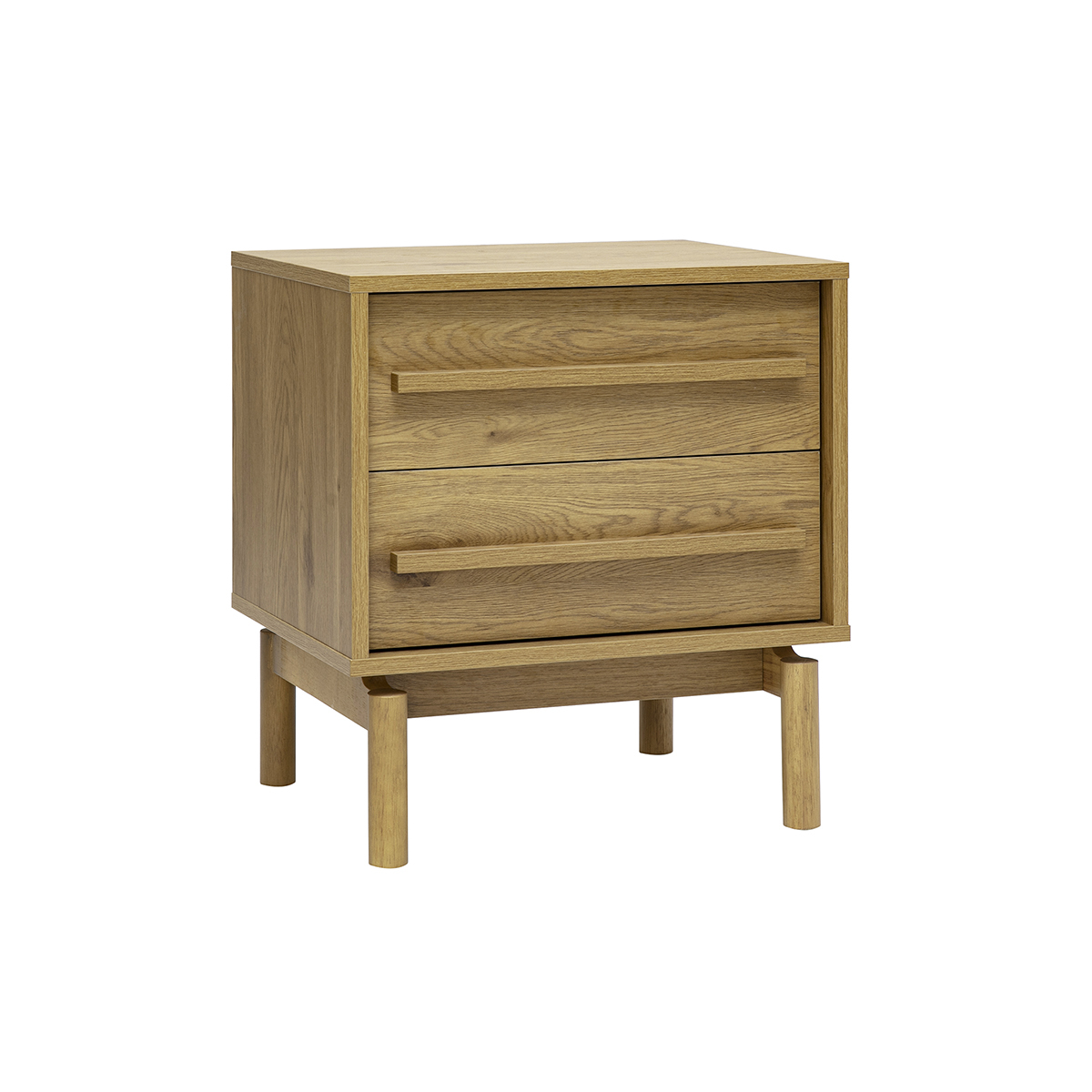 Table de chevet finition bois chêne 2 tiroirs YSEULT chêne clair, MILIBOO