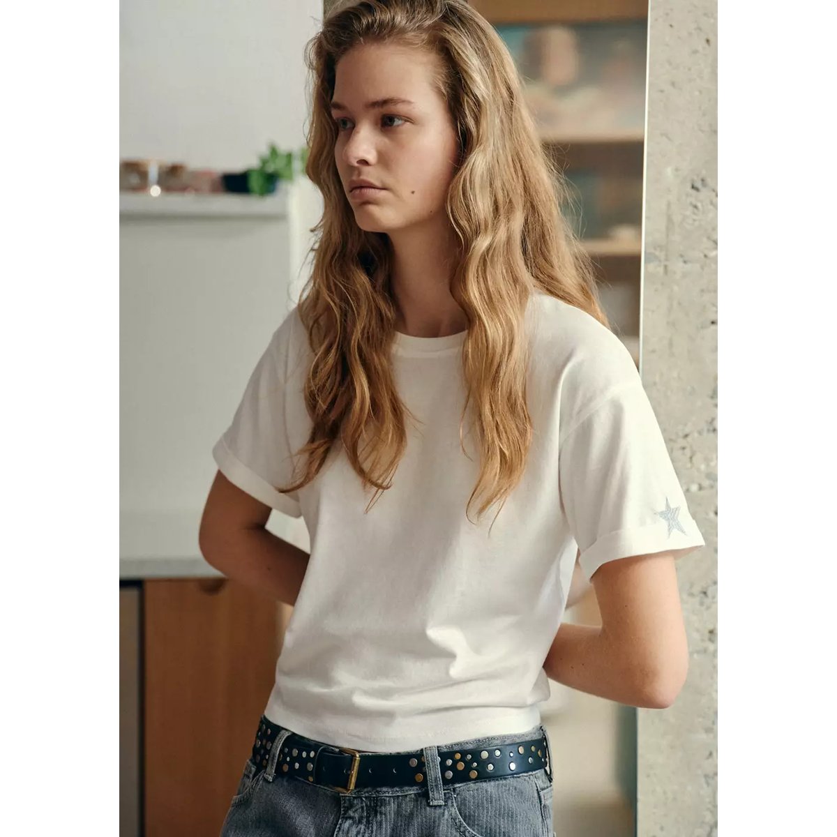 T-shirt détails étoiles blanc cassé, MANGO TEEN