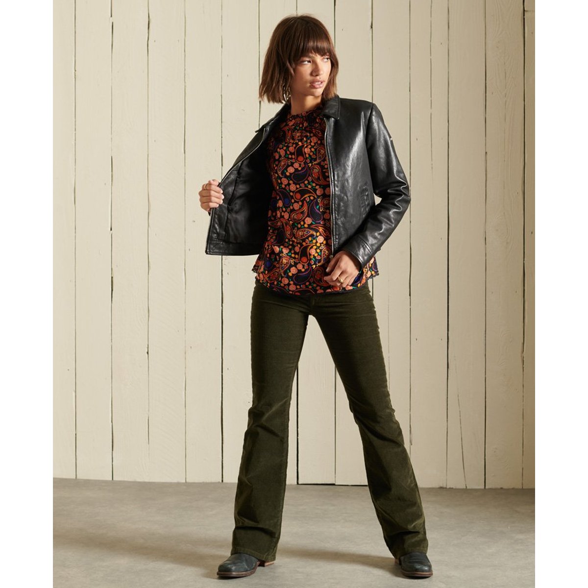 Haut tissé à manches longues imprimé cachemire multicolore, SUPERDRY