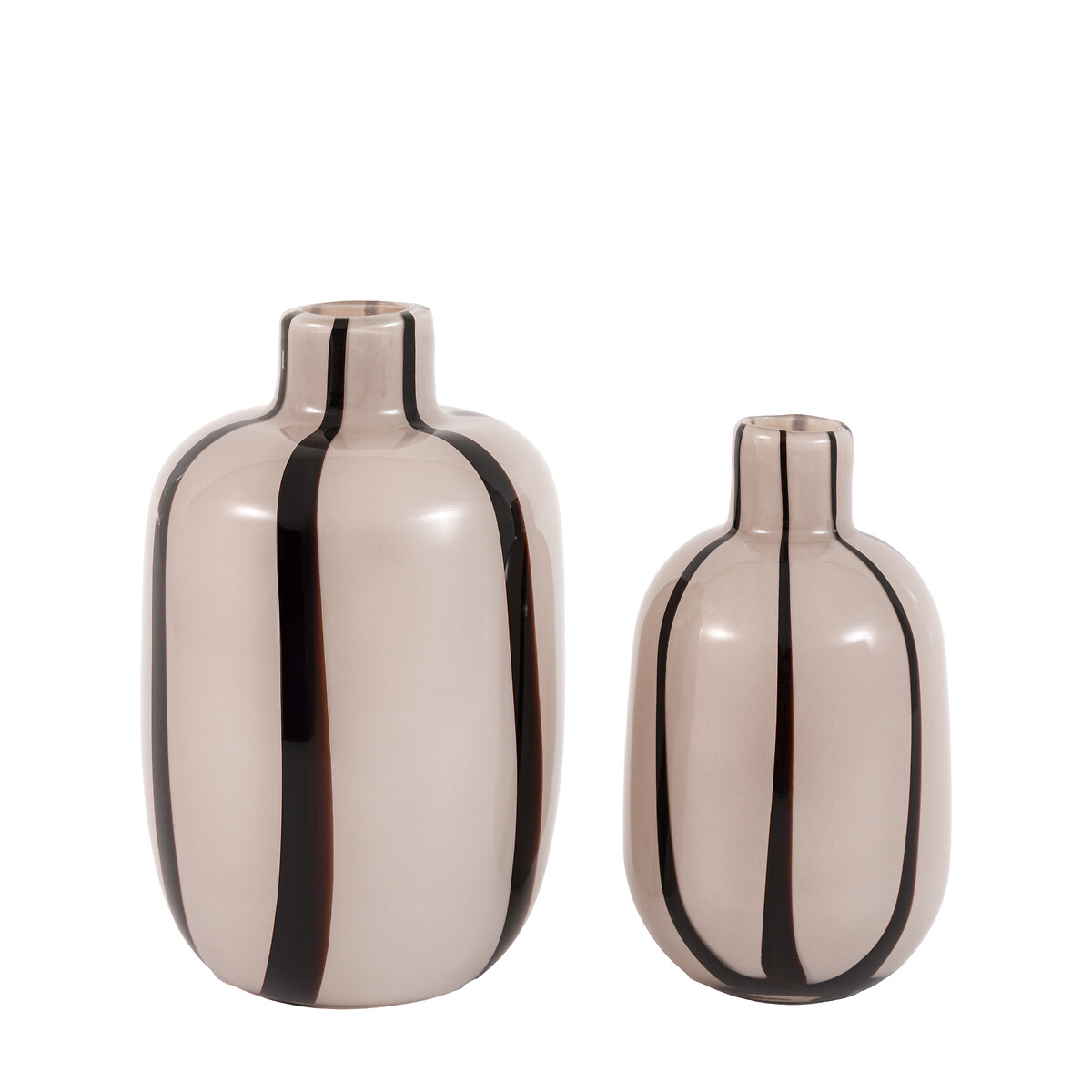 Set of 2 Linea Stripe Glass Vases in Monochrome silver-coloured, ÉDITÉ