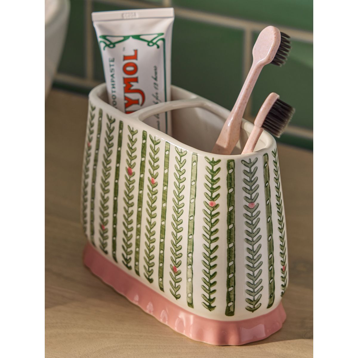 Porte-brosse à dents motif et volant vert, NEXT