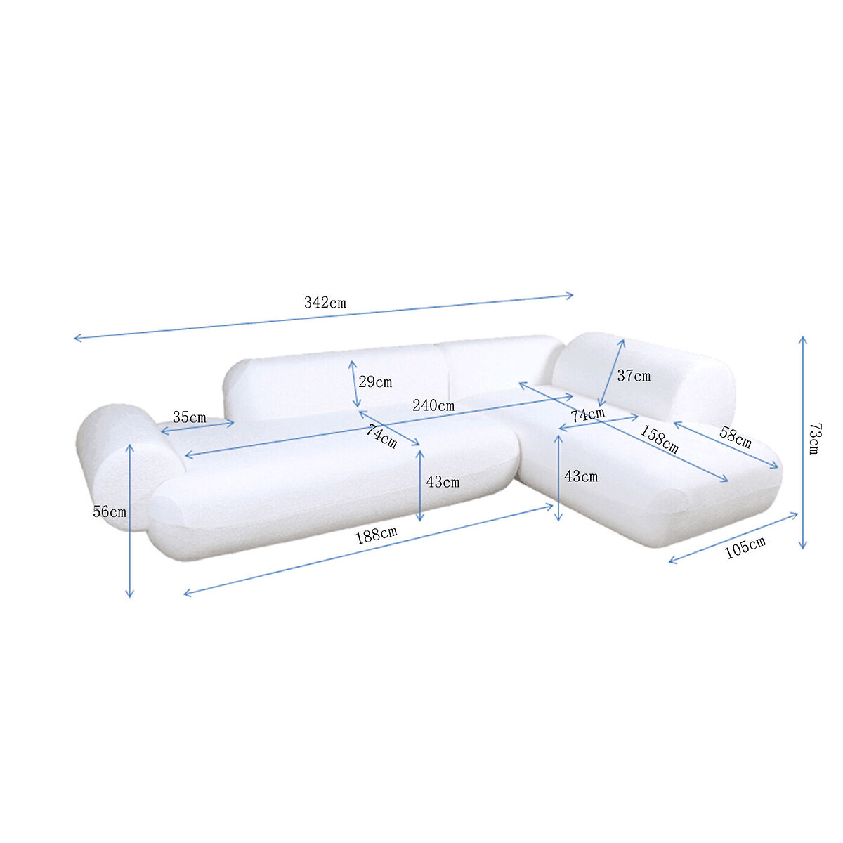 Divano angolo Soft Edge crema beige, KARE DESIGN