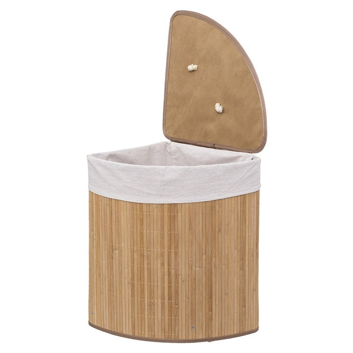 Panier à linge 48L angle bambou beige, ATMOSPHERA