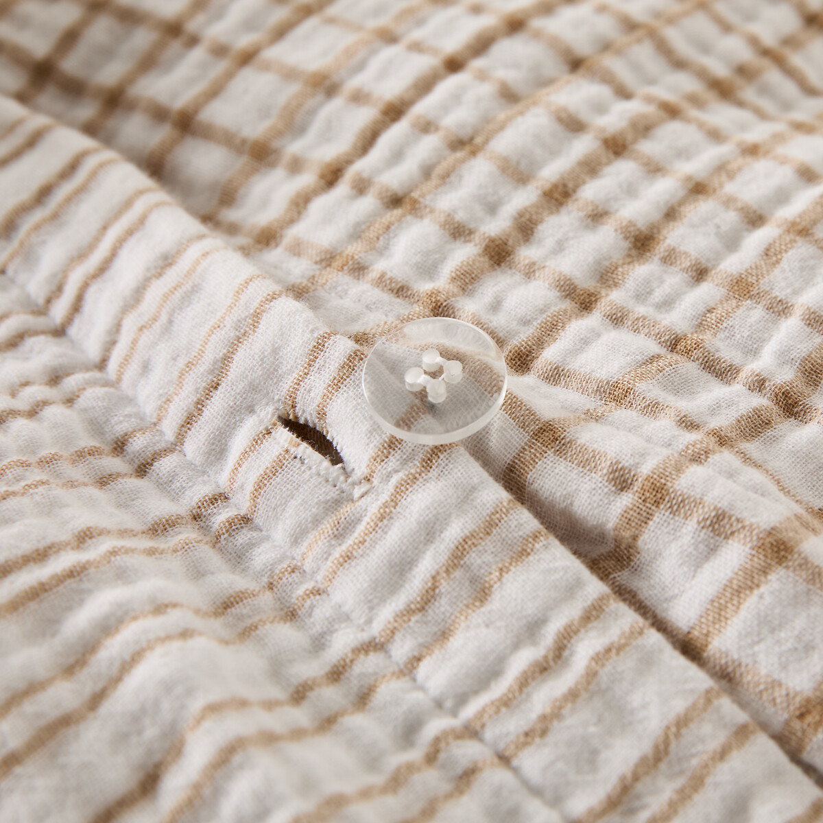 Housse de couette en gaze de coton, Nigel blanc/beige, LA REDOUTE INTERIEURS