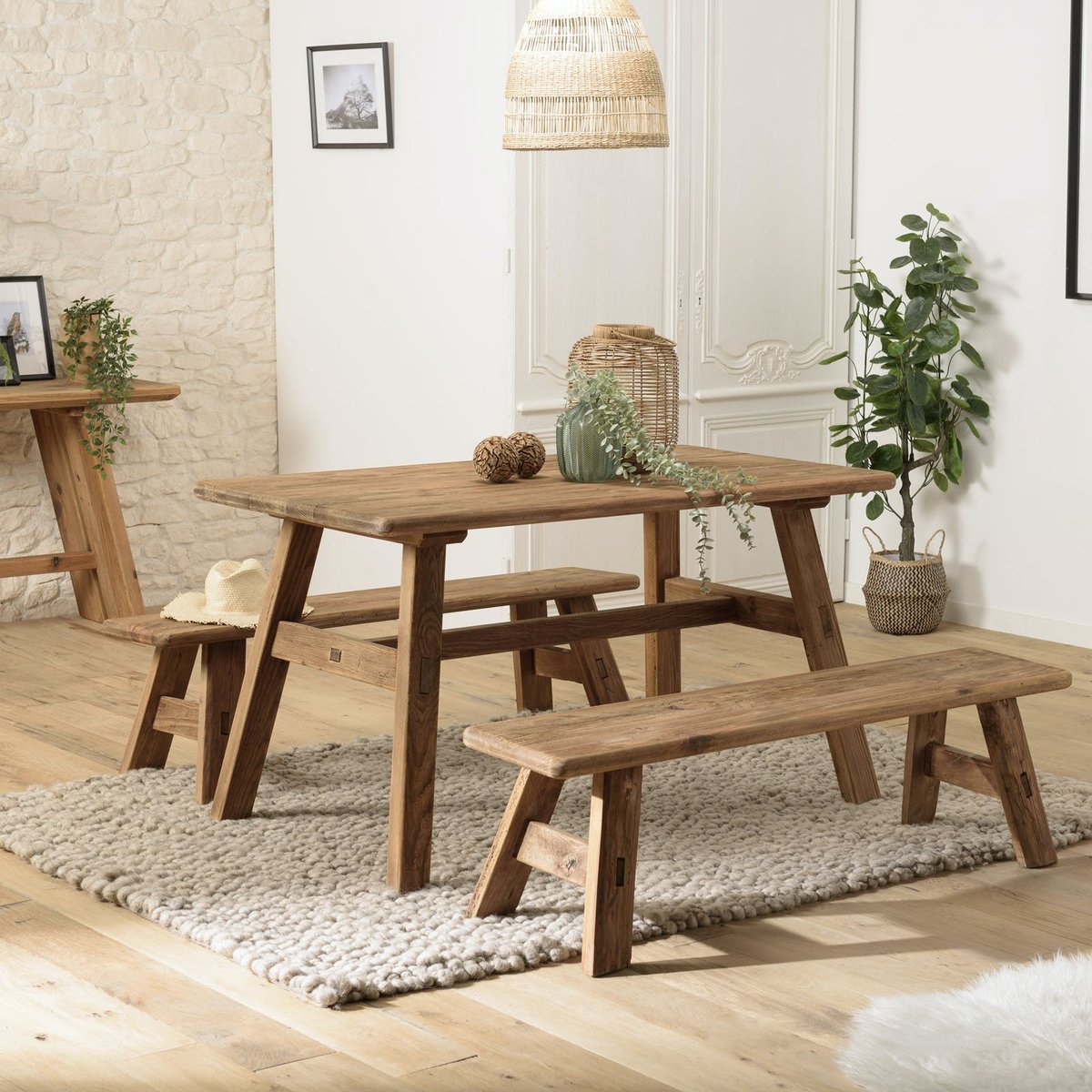 Table à manger bois recyclé style campagne 140 cm DENVER bois naturel, PIER IMPORT