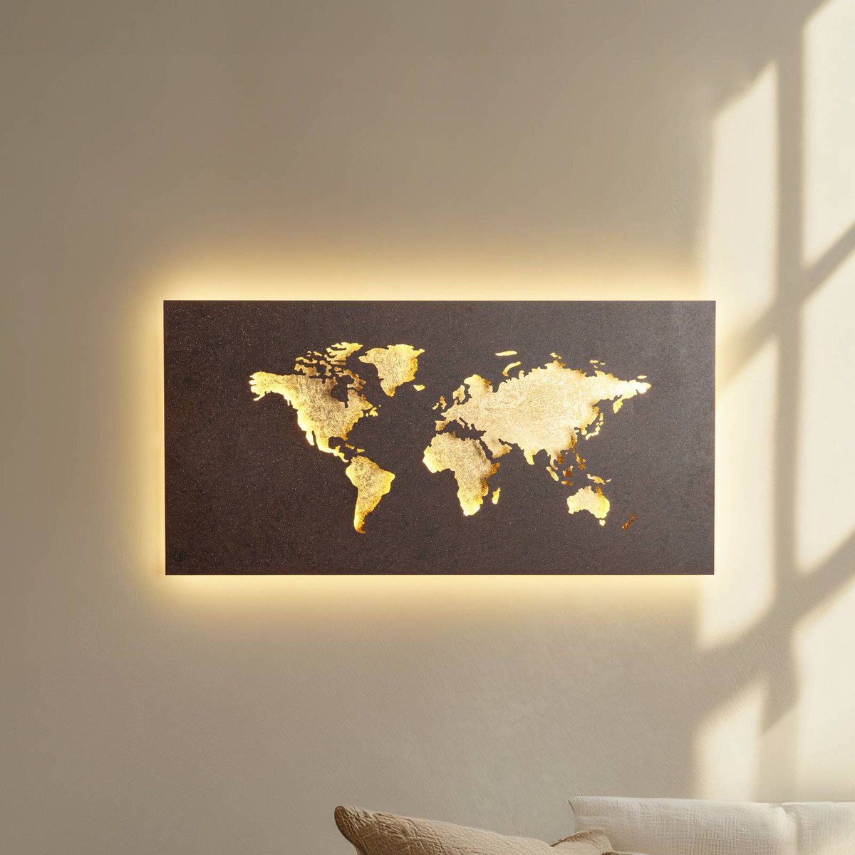 Applique en métal moderneLED, World brun rouille, doré, LUCANDE