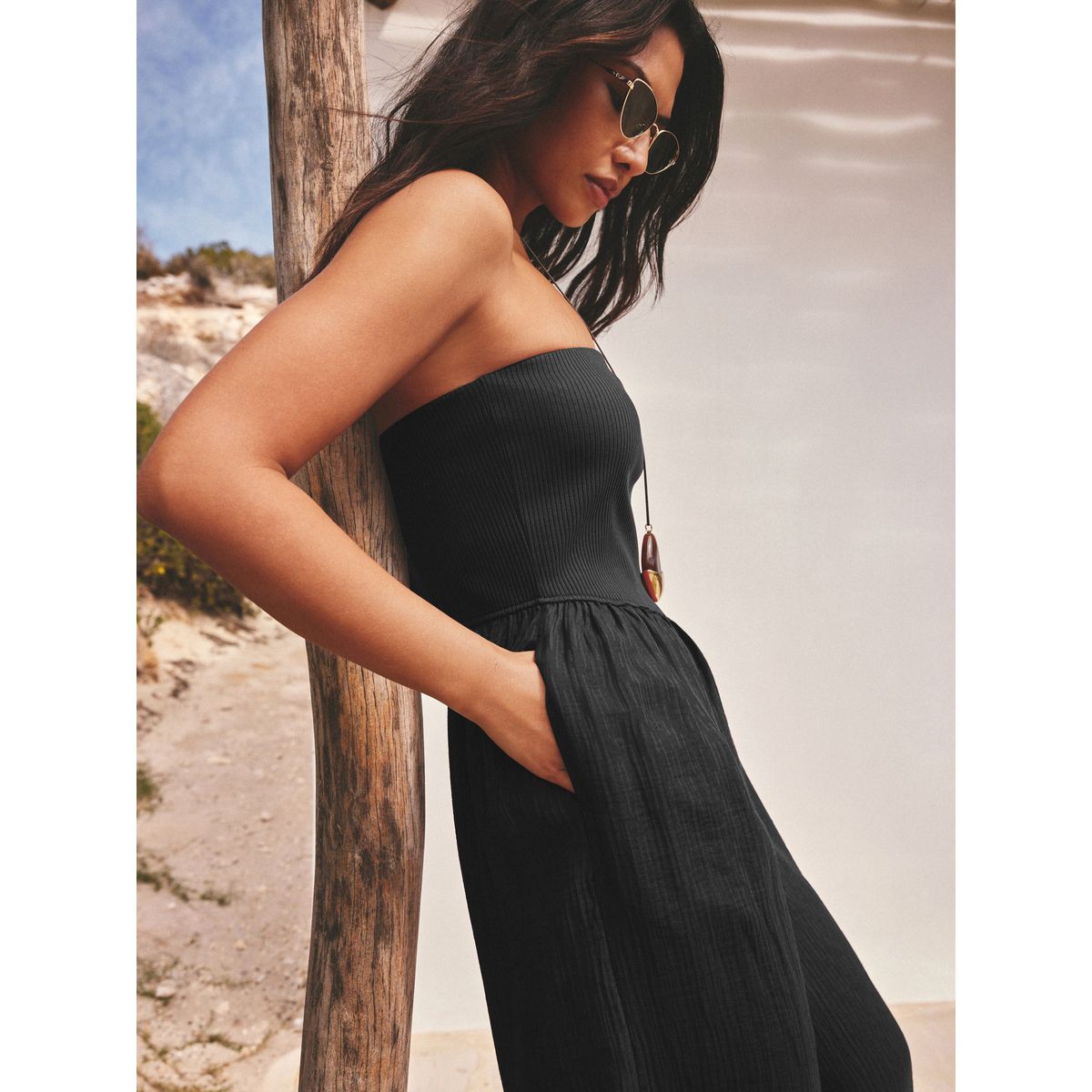 Combinaison bouffante bandeau en jersey noir, NEXT