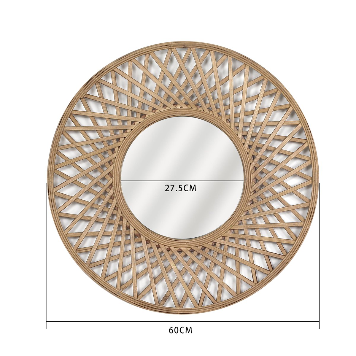 Miroir en bambou rond, ROSACE jaune / doré, INSPIRE