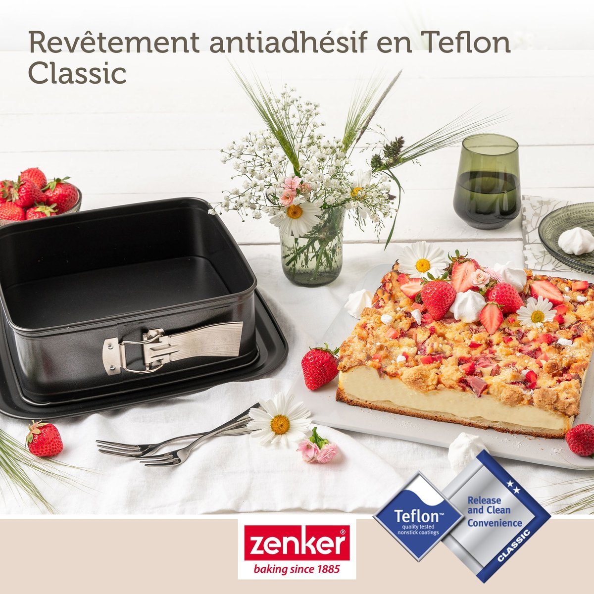 Lot de 2 moules à gâteaux 23/23 cm en acier BAKE CLICK AND GO noir, ZENKER
