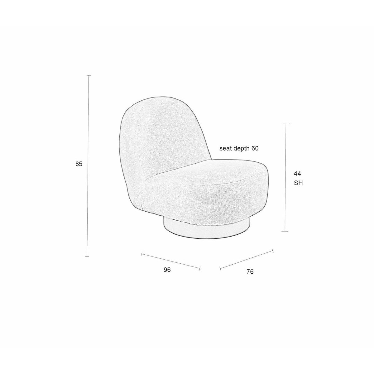 Fauteuil pivotant en tissu doux - EDEN beige, ZUIVER