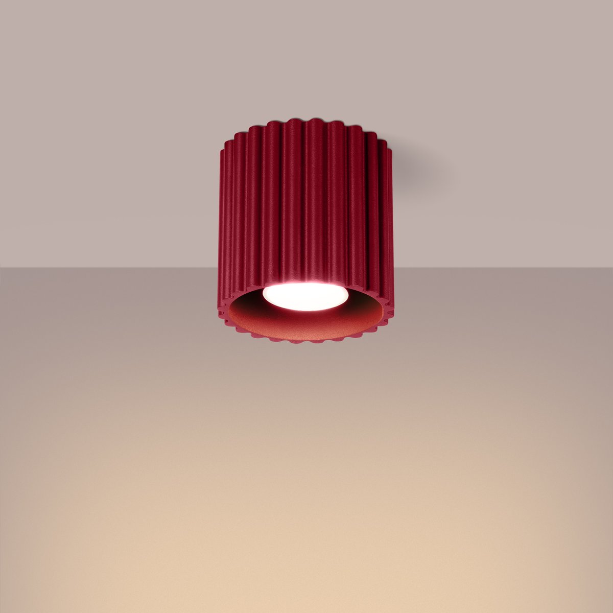 Plafonnier Aluminium Bourgogne GU10 1 Aura rouge, EDEN