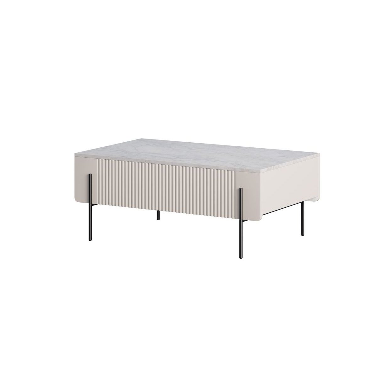 Table basse rectangulaire en panneaux de particules et MDF, MATHILDE beige, BOBOCHIC